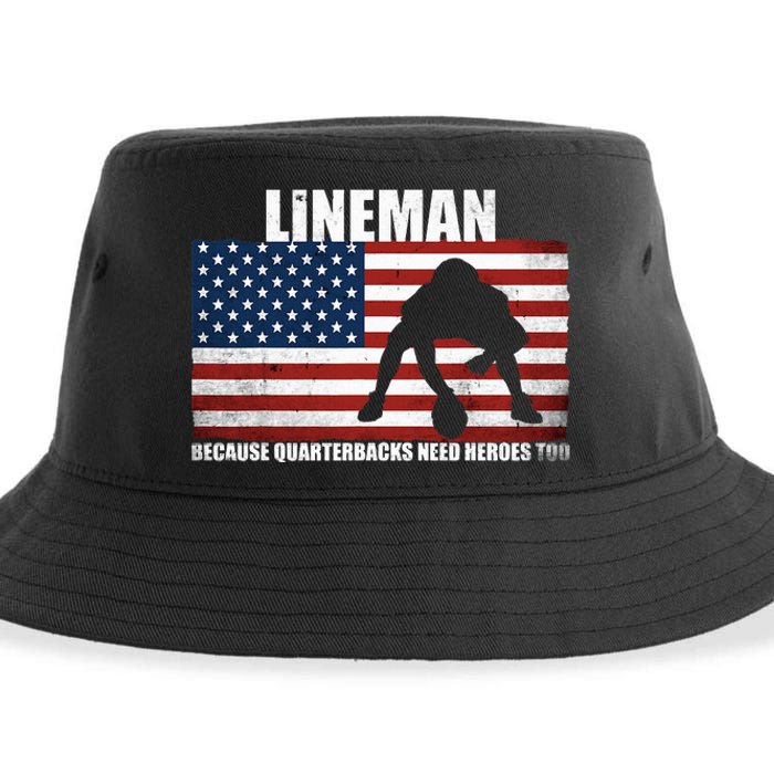 Football Lineman Because Quarterbacks Need Heroes Too Sustainable Bucket Hat