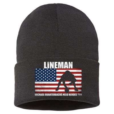 Football Lineman Because Quarterbacks Need Heroes Too Sustainable Knit Beanie