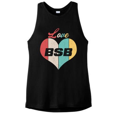 Funny Love BSB Vintage Music 1 Ladies PosiCharge Tri-Blend Wicking Tank