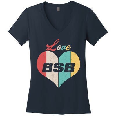 Funny Love BSB Vintage Music 1 Women's V-Neck T-Shirt