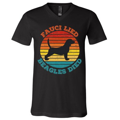 Fauci Lied Beagles Died Anti Anthony Fauci Arrest Fauci V-Neck T-Shirt