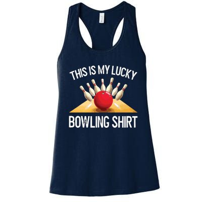 Funny LUCKY BOWLING Team Vintage Retro Gift Tee Women's Racerback Tank