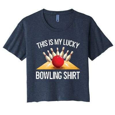 Funny LUCKY BOWLING Team Vintage Retro Gift Tee Women's Crop Top Tee