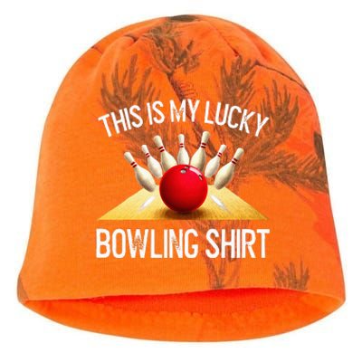 Funny LUCKY BOWLING Team Vintage Retro Gift Kati - Camo Knit Beanie