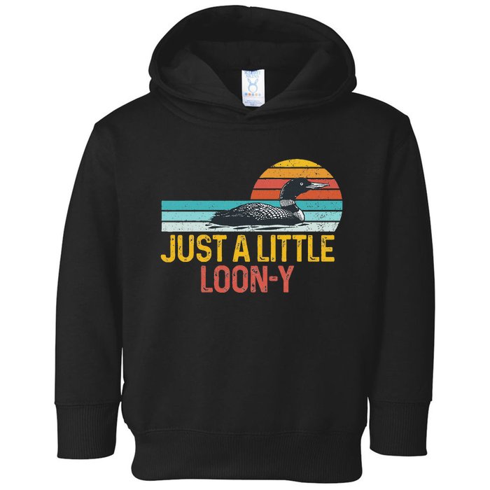 Funny Loon Bird Lover Loon Pun Dad Jokes Just Little Loon Y Toddler Hoodie