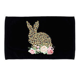 Funny Leopard Bunny Flowers Happy Easter Day Gift Microfiber Hand Towel