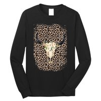 Funny Leopard Boho Cow print Flower Rustic Turquoise Long Sleeve Shirt