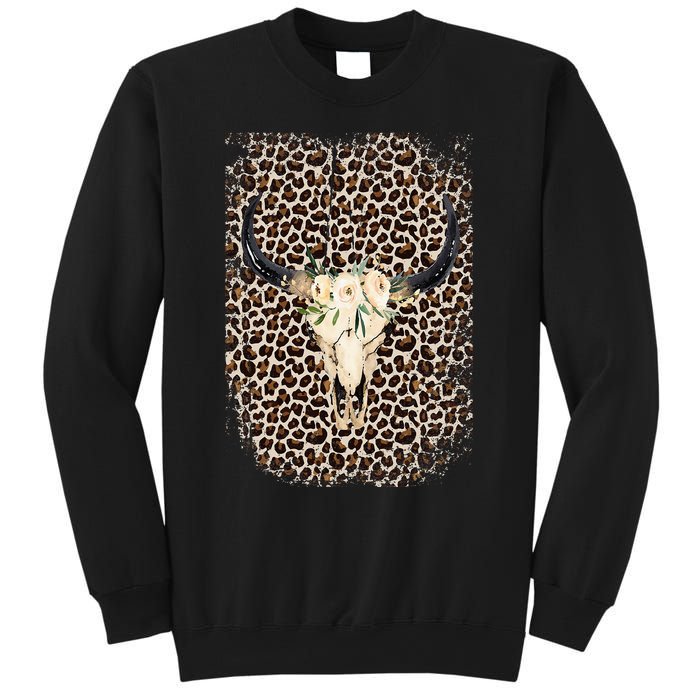 Funny Leopard Boho Cow print Flower Rustic Turquoise Sweatshirt