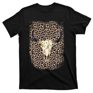 Funny Leopard Boho Cow print Flower Rustic Turquoise T-Shirt