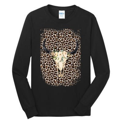 Funny Leopard Boho Cow print Flower Rustic Turquoise Tall Long Sleeve T-Shirt