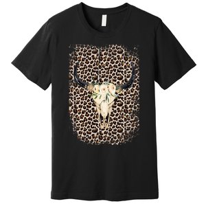 Funny Leopard Boho Cow print Flower Rustic Turquoise Premium T-Shirt