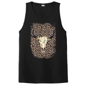 Funny Leopard Boho Cow print Flower Rustic Turquoise PosiCharge Competitor Tank