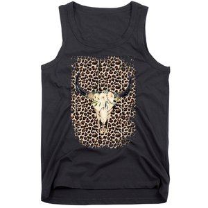 Funny Leopard Boho Cow print Flower Rustic Turquoise Tank Top