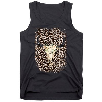 Funny Leopard Boho Cow print Flower Rustic Turquoise Tank Top