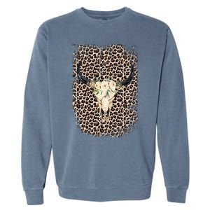 Funny Leopard Boho Cow print Flower Rustic Turquoise Garment-Dyed Sweatshirt