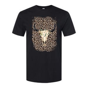 Funny Leopard Boho Cow print Flower Rustic Turquoise Softstyle CVC T-Shirt