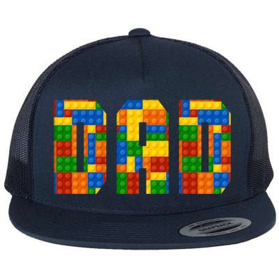 Funny Lego Builder Dad Flat Bill Trucker Hat