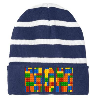 Funny Lego Builder Mom Striped Beanie with Solid Band