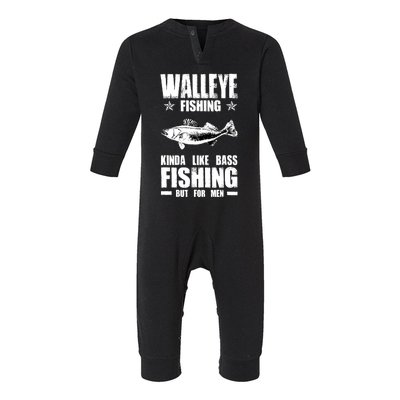 Funny Like Bass Fishing But For  Walleye Fishing Infant Fleece One Piece