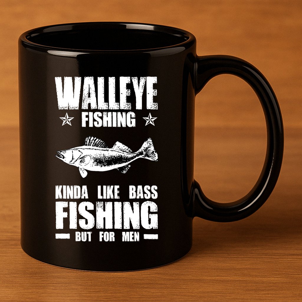 Funny Like Bass Fishing But For  Walleye Fishing 11oz C Handle Ceramic Mug