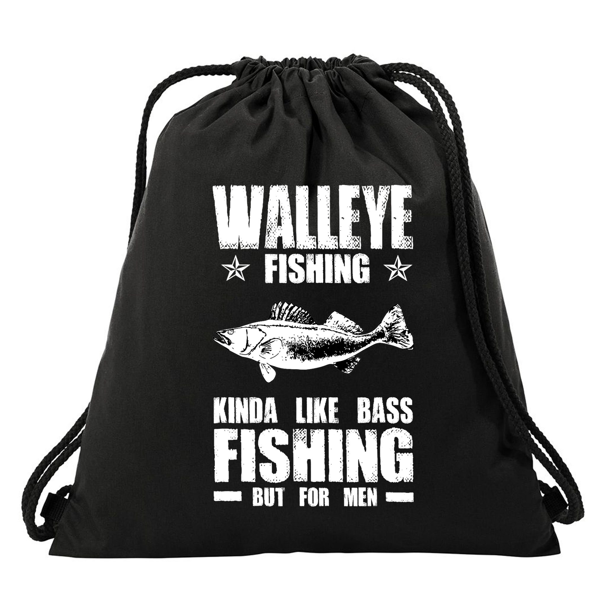 Funny Like Bass Fishing But For  Walleye Fishing Drawstring Bag