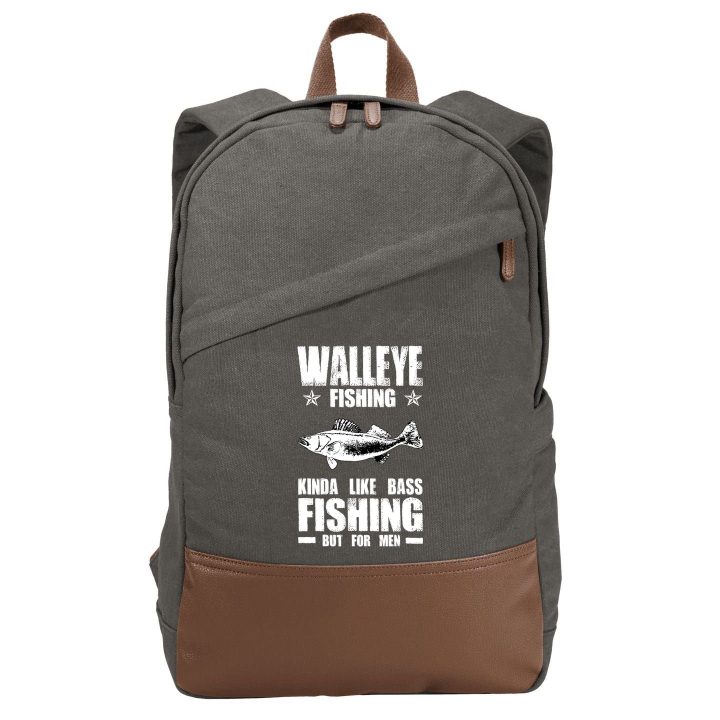 Funny Like Bass Fishing But For  Walleye Fishing Cotton Canvas Backpack