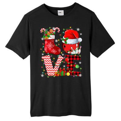 Funny Love Bowling Ball Santa Hat Christmas Lights Xmas Pjs Cool Gift Tall Fusion ChromaSoft Performance T-Shirt