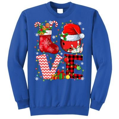 Funny Love Bowling Ball Santa Hat Christmas Lights Xmas Pjs Cool Gift Sweatshirt