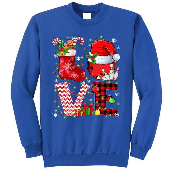 Funny Love Bowling Ball Santa Hat Christmas Lights Xmas Pjs Cool Gift Sweatshirt