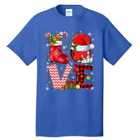 Funny Love Bowling Ball Santa Hat Christmas Lights Xmas Pjs Cool Gift Tall T-Shirt