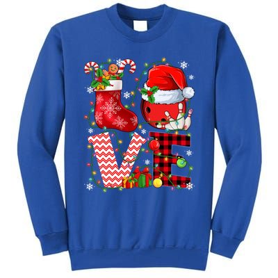 Funny Love Bowling Ball Santa Hat Christmas Lights Xmas Pjs Cool Gift Tall Sweatshirt