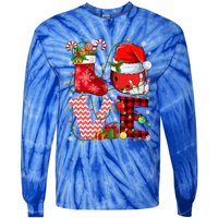 Funny Love Bowling Ball Santa Hat Christmas Lights Xmas Pjs Cool Gift Tie-Dye Long Sleeve Shirt