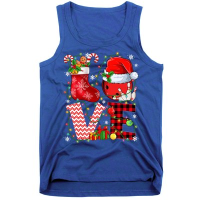 Funny Love Bowling Ball Santa Hat Christmas Lights Xmas Pjs Cool Gift Tank Top