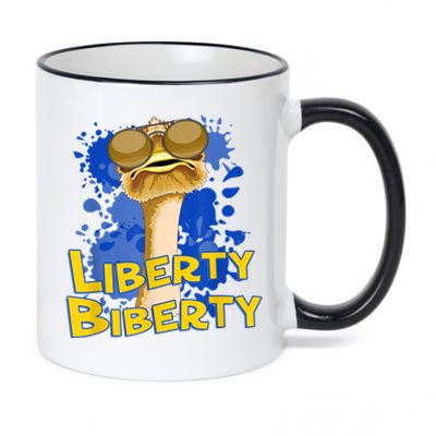 Funny Liberty Biberty Ostrich Sunglasses Humor Blue 11oz Black Color Changing Mug