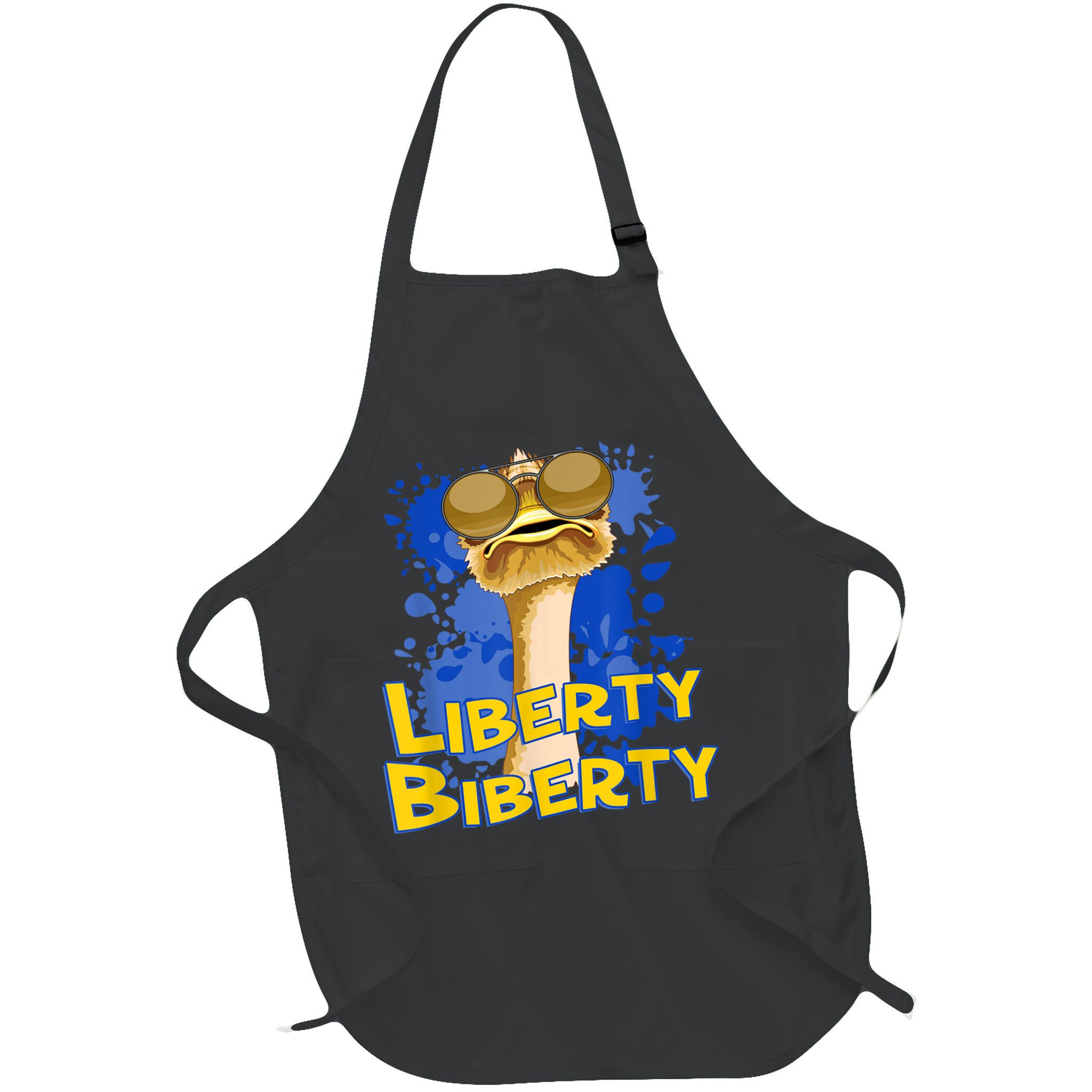 Funny Liberty Biberty Ostrich Sunglasses Humor Blue Apron