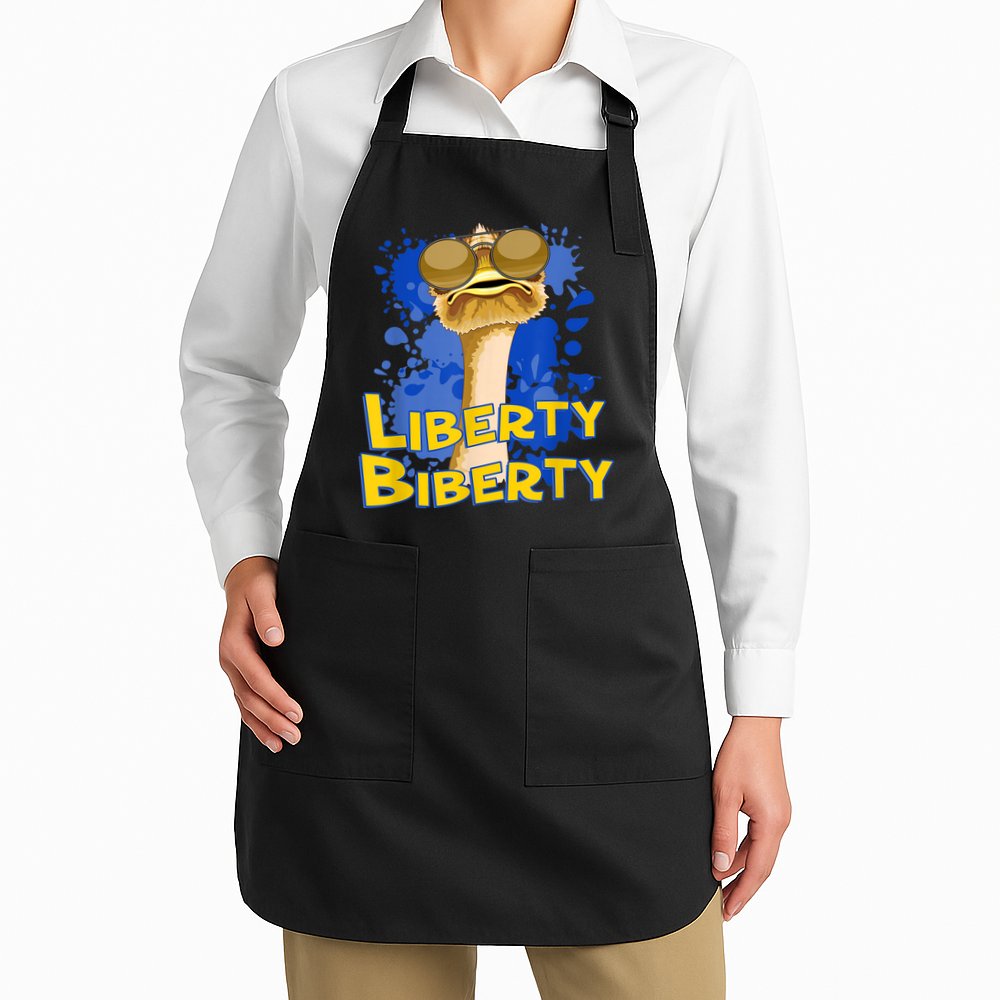 Funny Liberty Biberty Ostrich Sunglasses Humor Blue Apron
