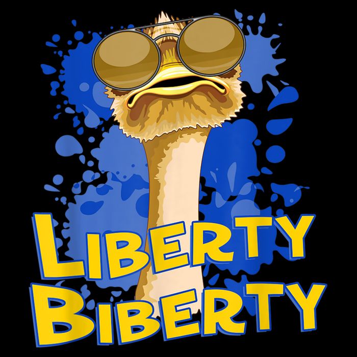 Funny Liberty Biberty Ostrich Sunglasses Humor Blue Apron
