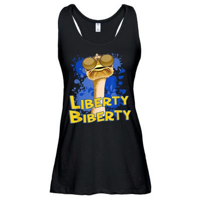 Funny Liberty Biberty Ostrich Sunglasses Humor Blue Ladies Essential Flowy Tank