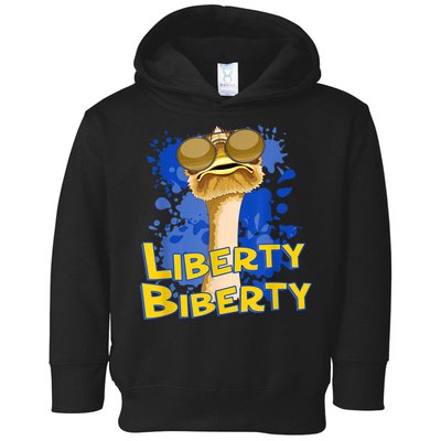 Funny Liberty Biberty Ostrich Sunglasses Humor Blue Toddler Hoodie