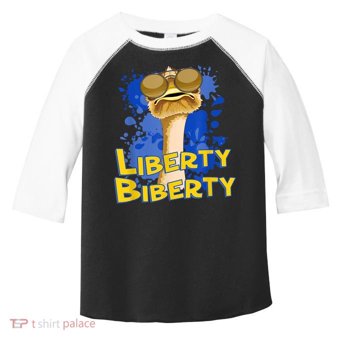 Funny Liberty Biberty Ostrich Sunglasses Humor Blue Toddler Fine Jersey T-Shirt