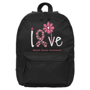 funny Love Breast Cancer Pink Ribbon Floral 16 in Basic Backpack