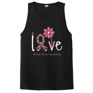 funny Love Breast Cancer Pink Ribbon Floral PosiCharge Competitor Tank