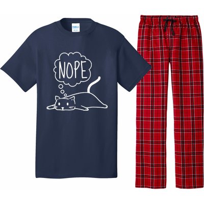 Funny Lazy Bored Cat For Cat Mom Cat Dad Cat Lover No Meme Pajama Set