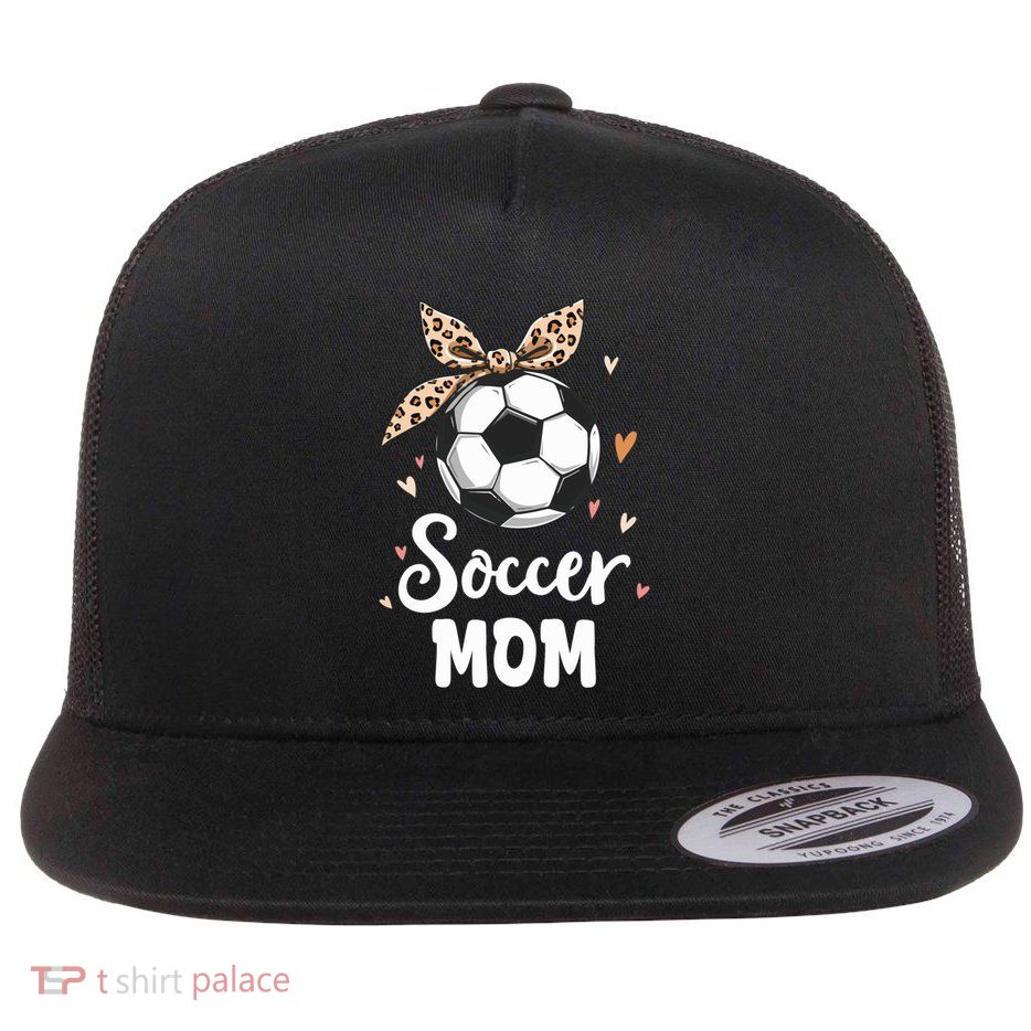 Funny Leopard Bandana Soccer Mom Mother’S Day Gift Flat Bill Trucker Hat