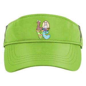 Funny Love Bunny Floral Easter Day Leopard Adult Drive Performance Visor