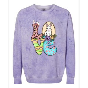 Funny Love Bunny Floral Easter Day Leopard Colorblast Crewneck Sweatshirt