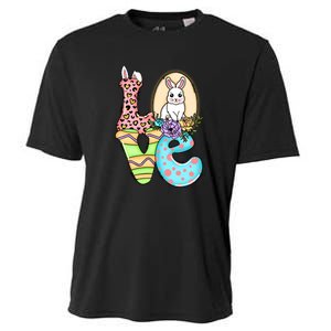 Funny Love Bunny Floral Easter Day Leopard Cooling Performance Crew T-Shirt