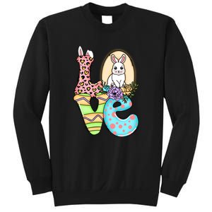 Funny Love Bunny Floral Easter Day Leopard Sweatshirt