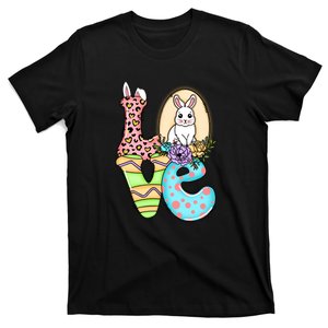 Funny Love Bunny Floral Easter Day Leopard T-Shirt