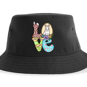 Funny Love Bunny Floral Easter Day Leopard Sustainable Bucket Hat